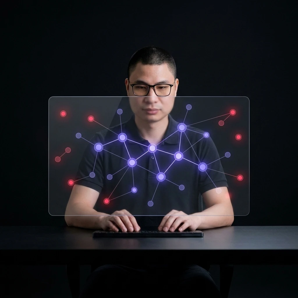 Founder ngồi rà soát và phân loại dữ liệu trên màn hình trước khi kết nối AI Agent, minh hoạ kỷ luật dữ liệu cá nhân | Tôi là Tùng, toilatung, Nguyễn Thanh Tùng, Tùng Sóc Sơn