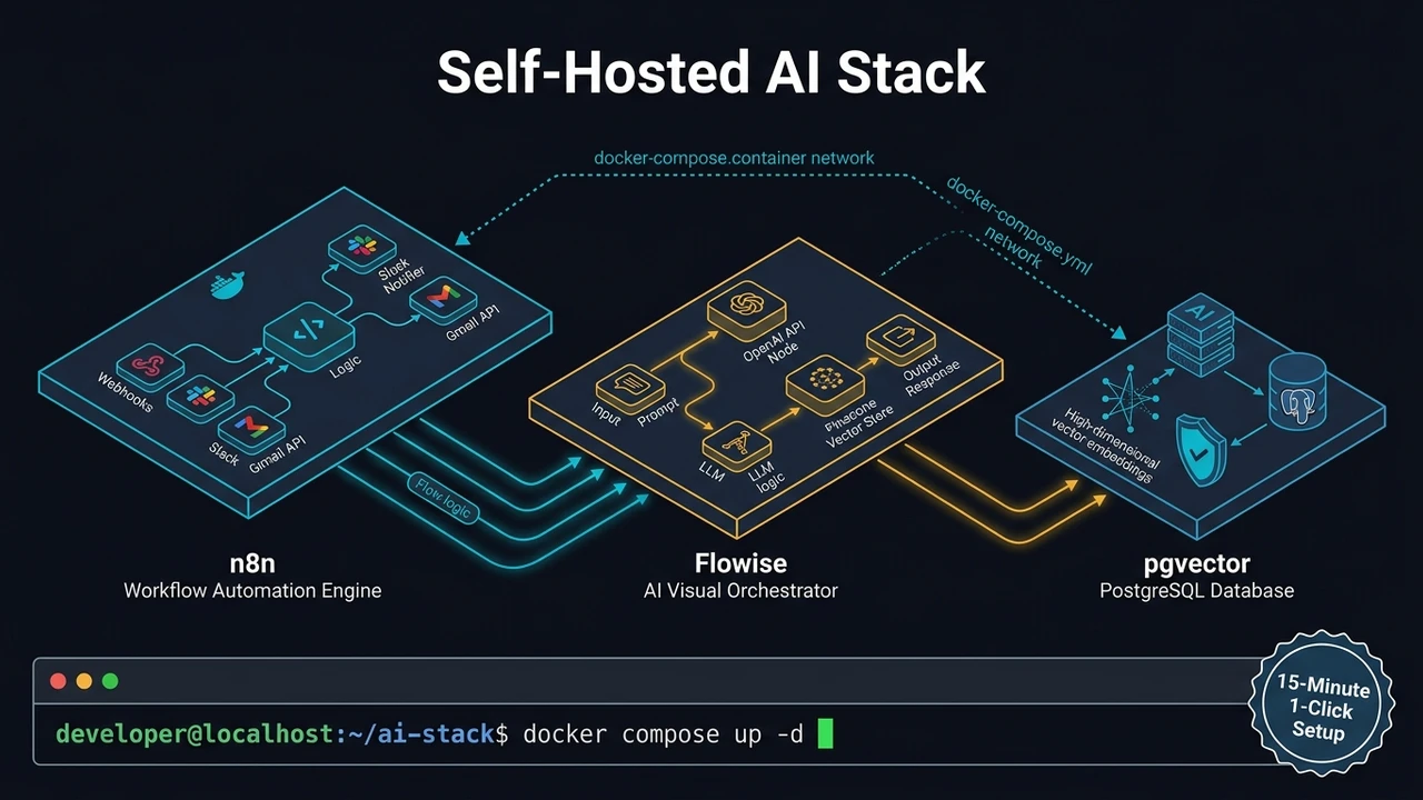 AI Stack Free — Docker n8n + Flowise + pgvector